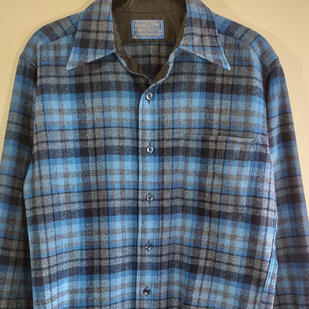 NWOT Pendleton Mens Wool Long Sleeve Shirt Shadow Plaid USA Heritage Size Small - Picture 5 of 11